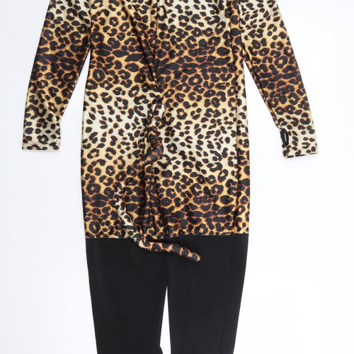 Lovehoney Womens Multicoloured Animal Print Polyester Jumpsuit One-Piece Size S  Pullover - Halloween, Cat
