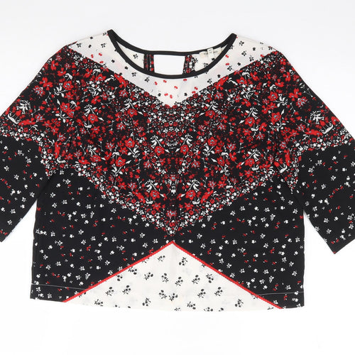 River Island  Womens Multicoloured Floral Polyester Jersey Blouse Size 6 Round Neck