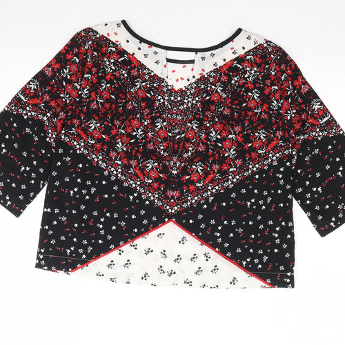 River Island  Womens Multicoloured Floral Polyester Jersey Blouse Size 6 Round Neck