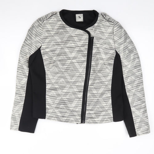 TU Womens Black Geometric  Jacket  Size 14  Zip
