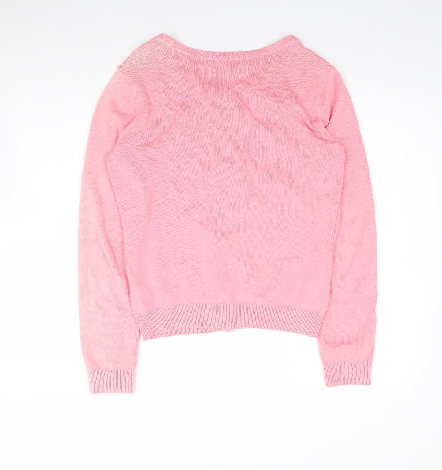 H&M  Womens Pink Round Neck  100% Cotton Cardigan Jumper Size S