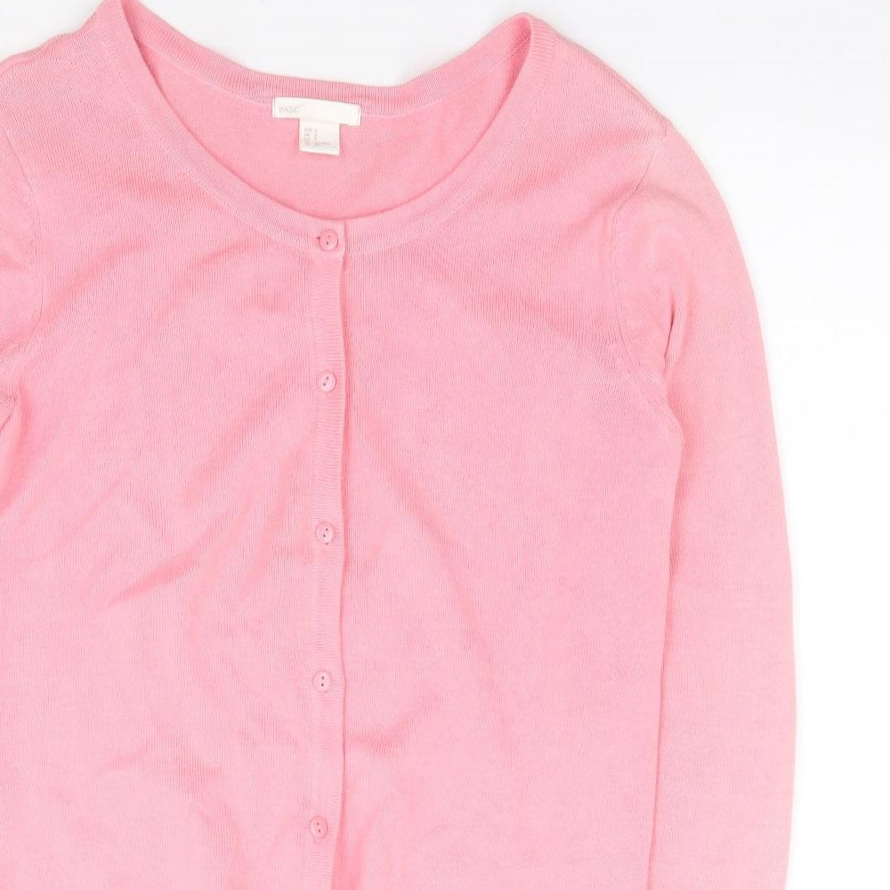 H&M  Womens Pink Round Neck  100% Cotton Cardigan Jumper Size S