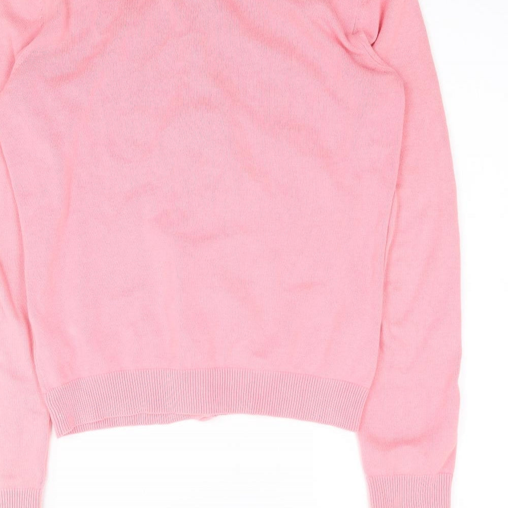H&M  Womens Pink Round Neck  100% Cotton Cardigan Jumper Size S