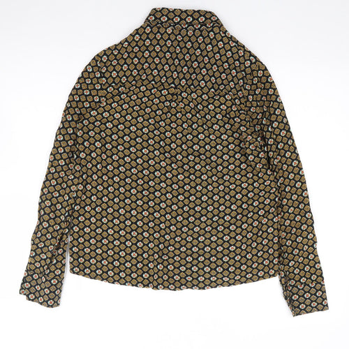 Brave Soul Womens Multicoloured Geometric Viscose Jersey Button-Up Size XS Collared