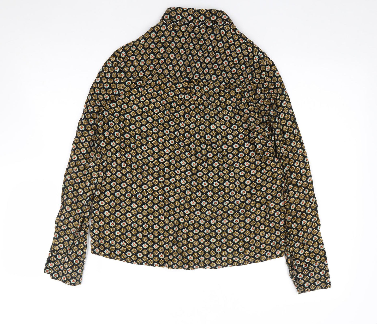 Brave Soul Womens Multicoloured Geometric Viscose Jersey Button-Up Size XS Collared