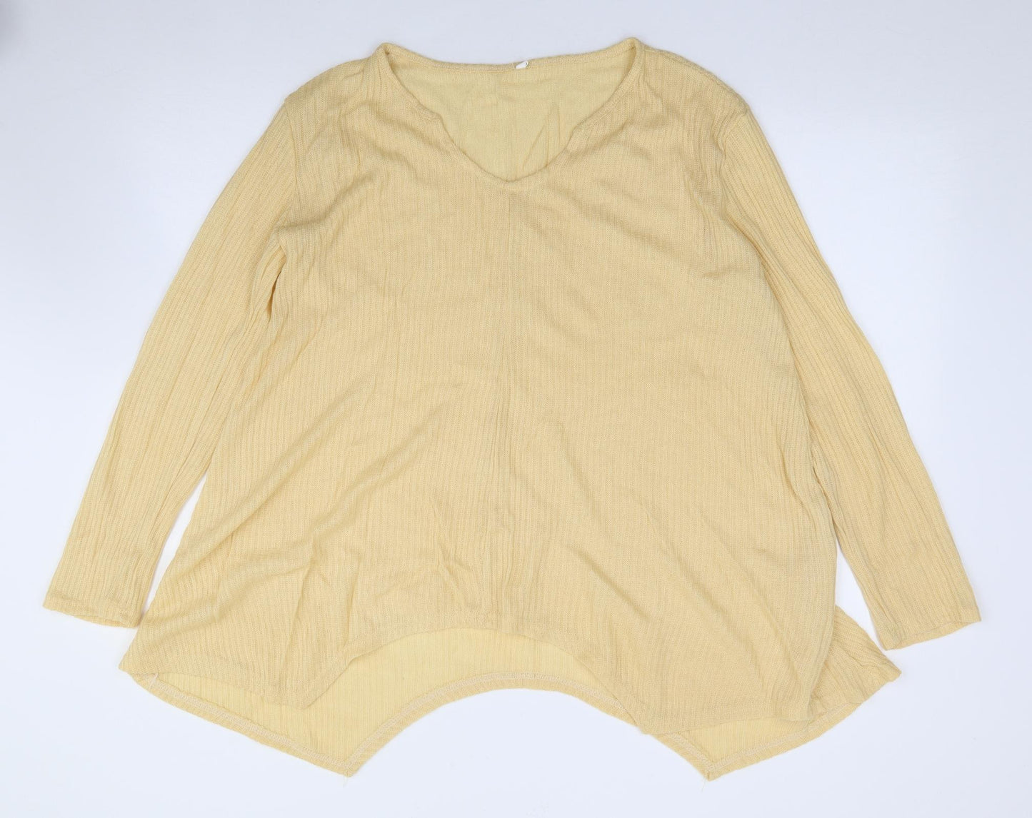 Preworn Womens Yellow V-Neck  Cotton Pullover Jumper Size 3XL