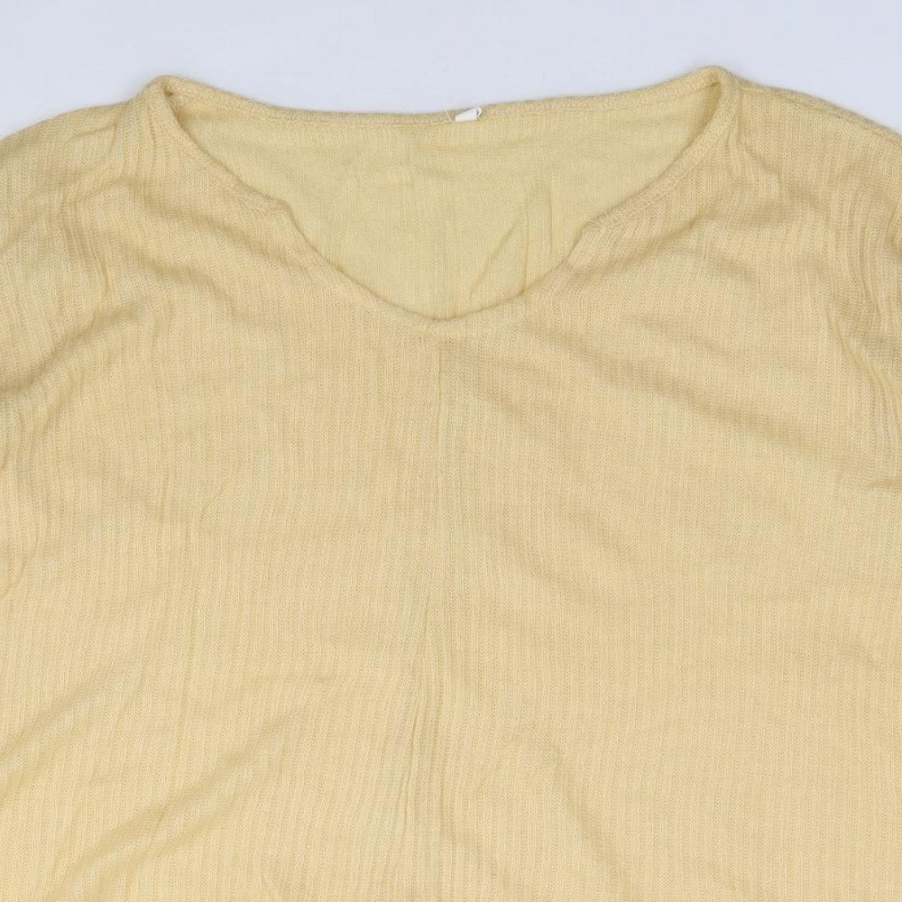 Preworn Womens Yellow V-Neck  Cotton Pullover Jumper Size 3XL