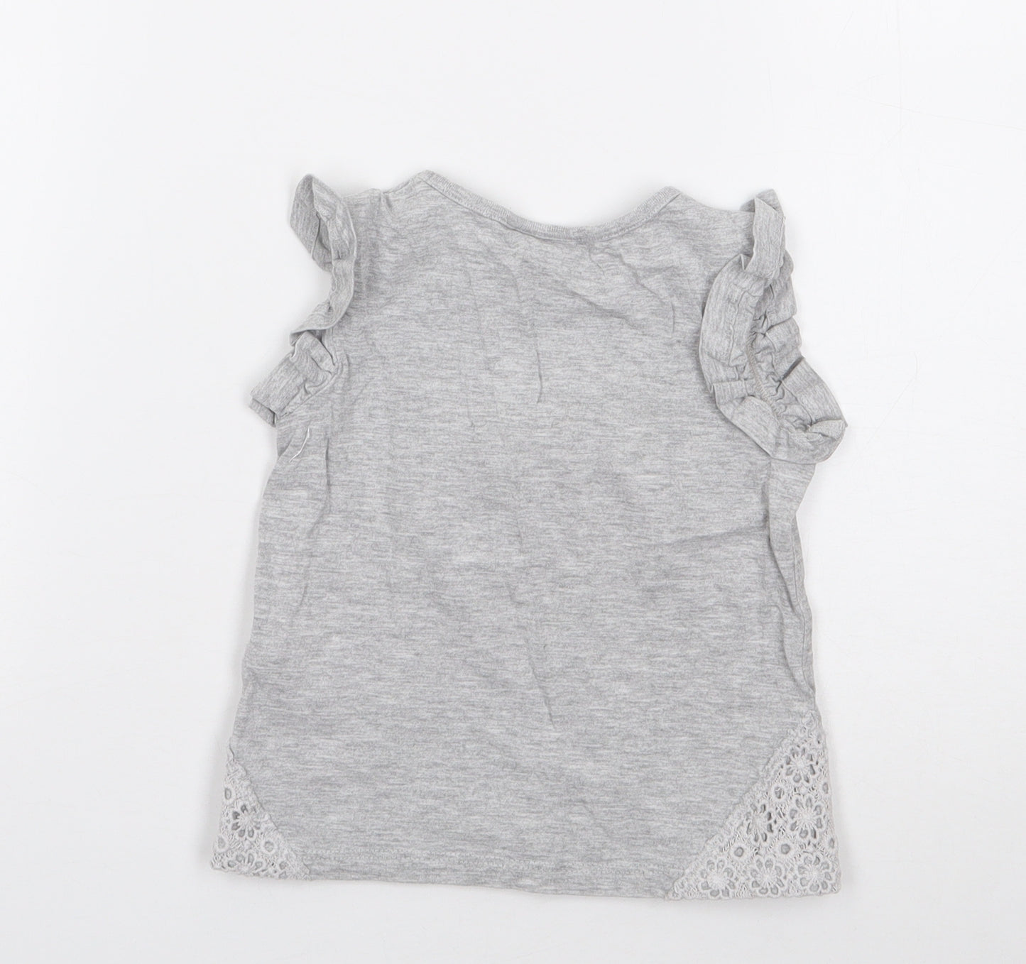 NEXT Girls Grey  Cotton Jersey T-Shirt Size 18-24 Months Round Neck Pullover - Roar