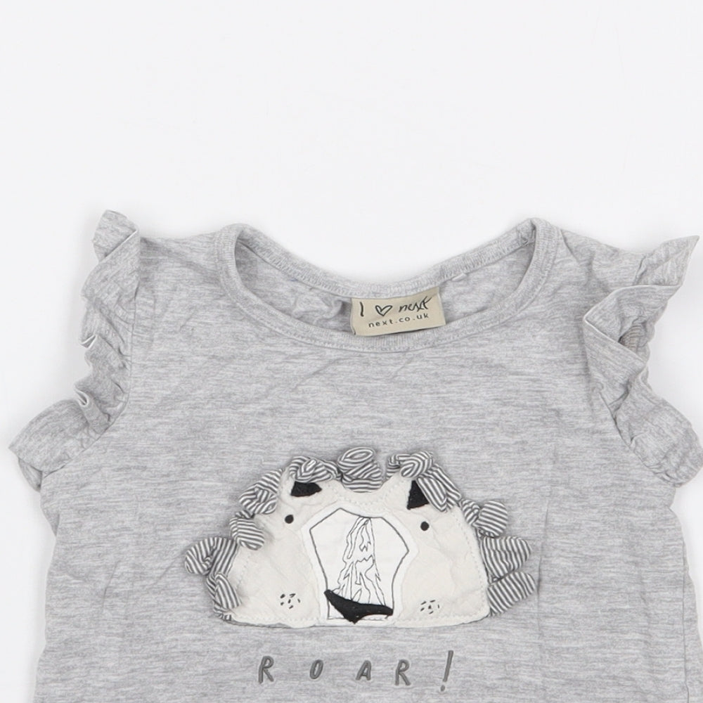 NEXT Girls Grey  Cotton Jersey T-Shirt Size 18-24 Months Round Neck Pullover - Roar