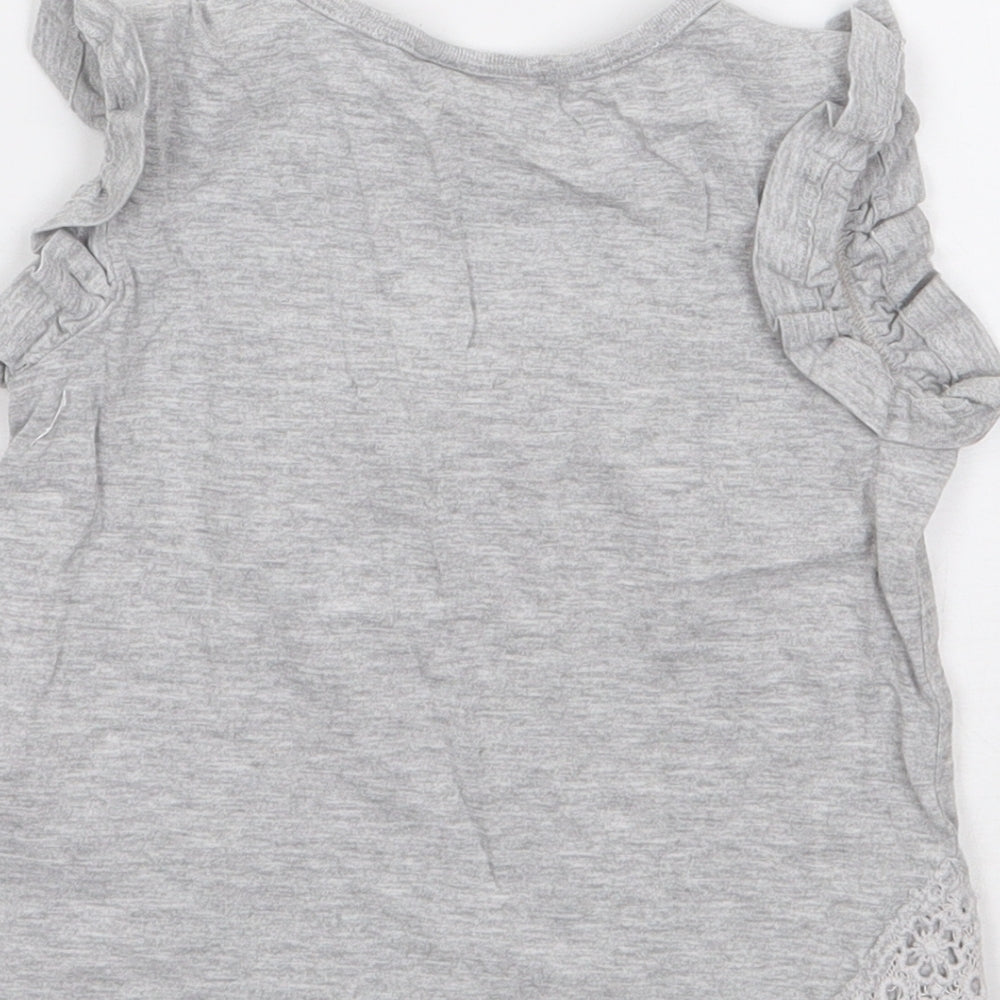 NEXT Girls Grey  Cotton Jersey T-Shirt Size 18-24 Months Round Neck Pullover - Roar