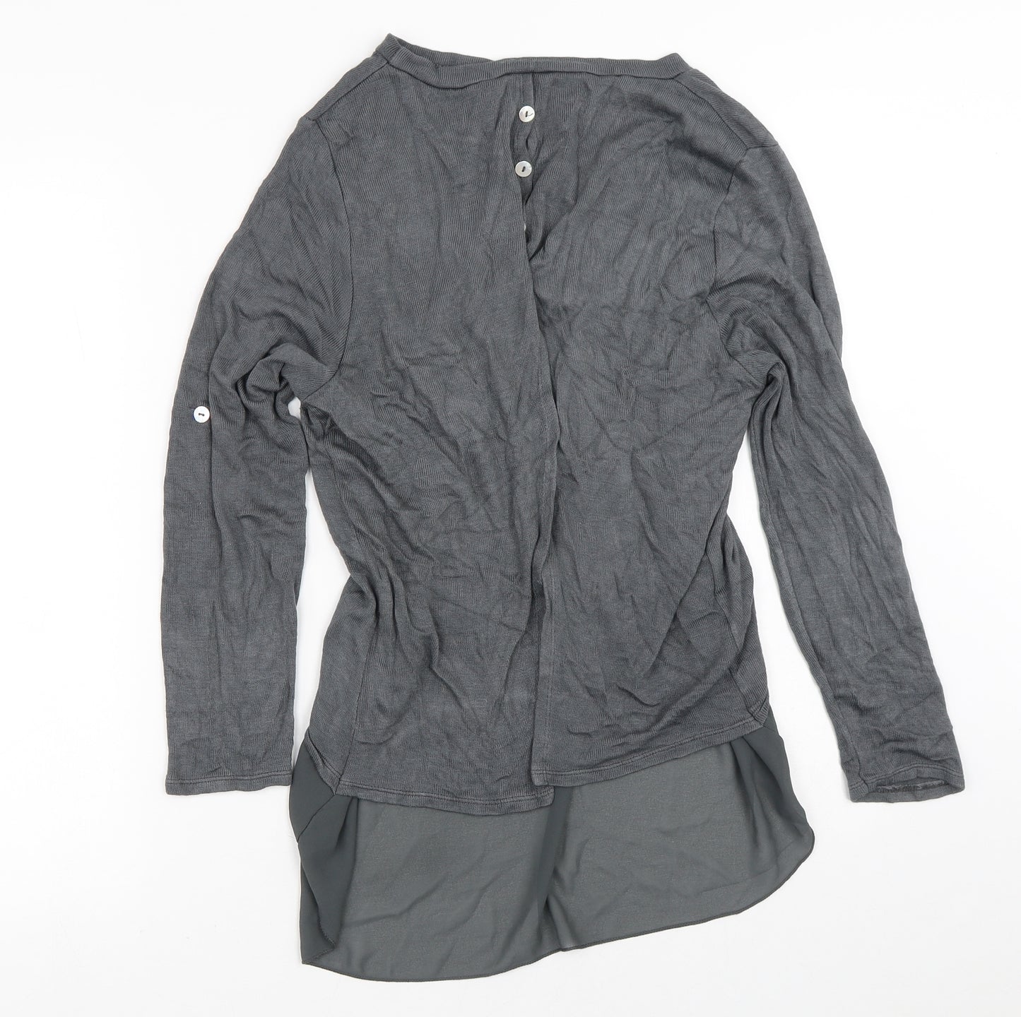 Preworn Womens Grey Crew Neck  Viscose Cardigan Jumper Size S   - Mesh Skirt