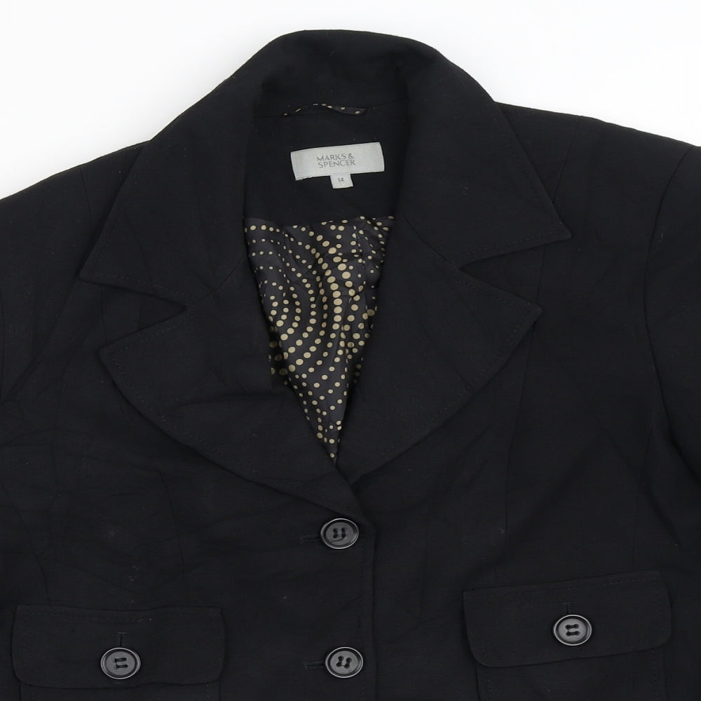Marks and Spencer Womens Black   Jacket Blazer Size 14