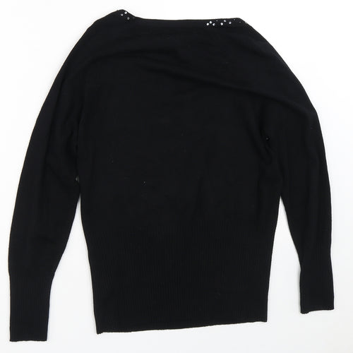 Dunnes Stores Womens Black V-Neck  Viscose Pullover Jumper Size 14