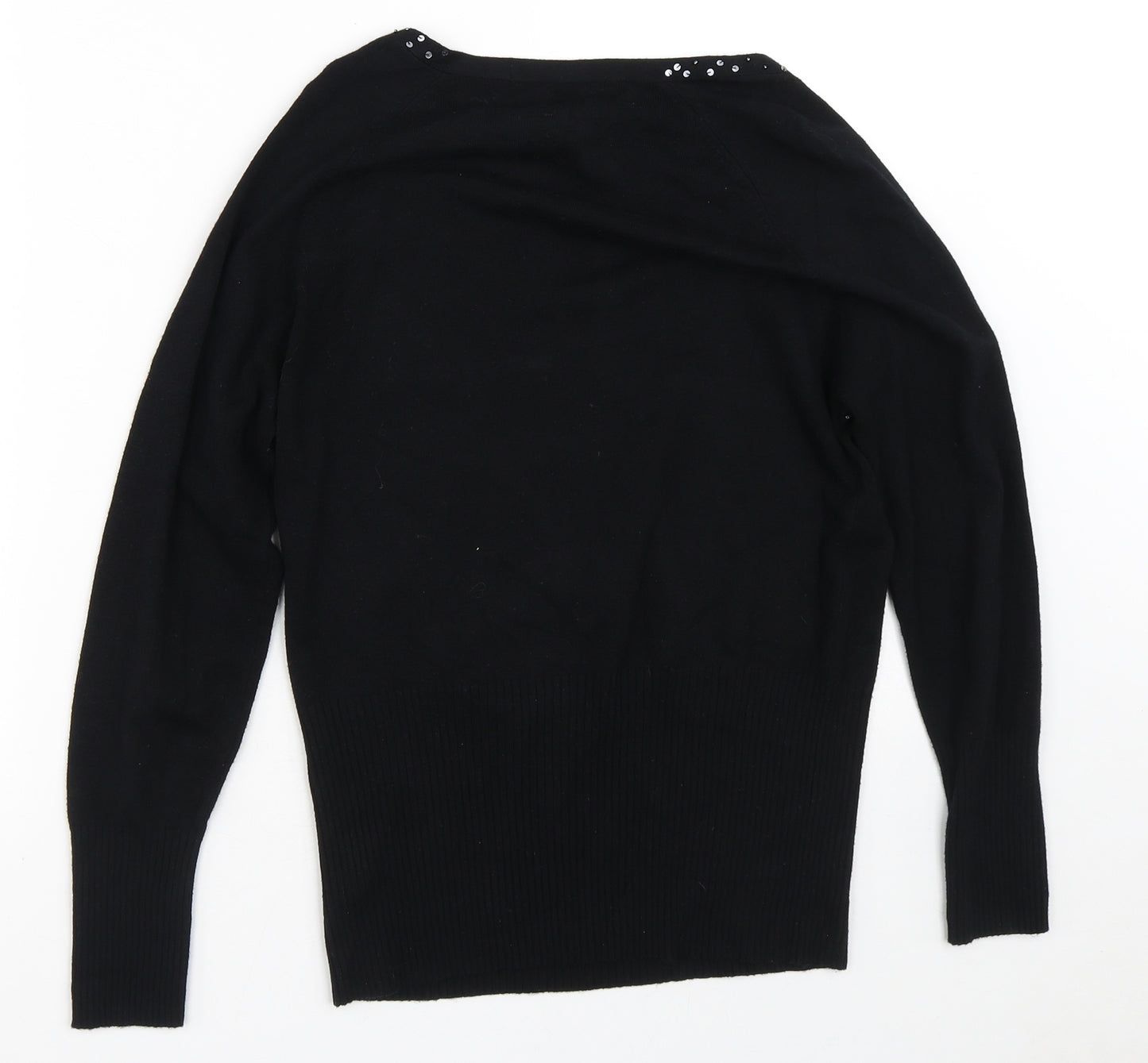 Dunnes Stores Womens Black V-Neck  Viscose Pullover Jumper Size 14