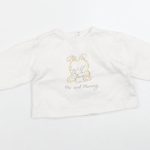 Babybol Girls White  Cotton Cardigan Jumper Size 6-9 Months   - Bunny