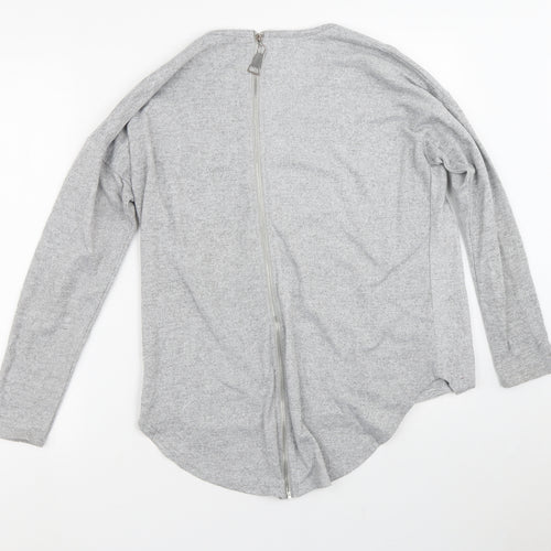 Quiz Womens Grey Round Neck  Polyester Full Zip Jumper Size M   - Hearts
