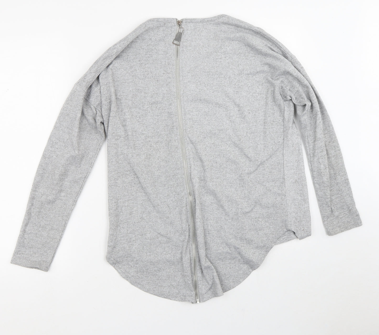 Quiz Womens Grey Round Neck  Polyester Full Zip Jumper Size M   - Hearts