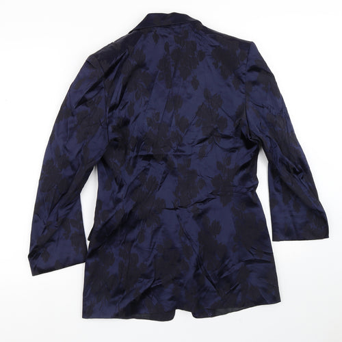 Preworn Womens Blue Floral  Jacket Blazer Size M