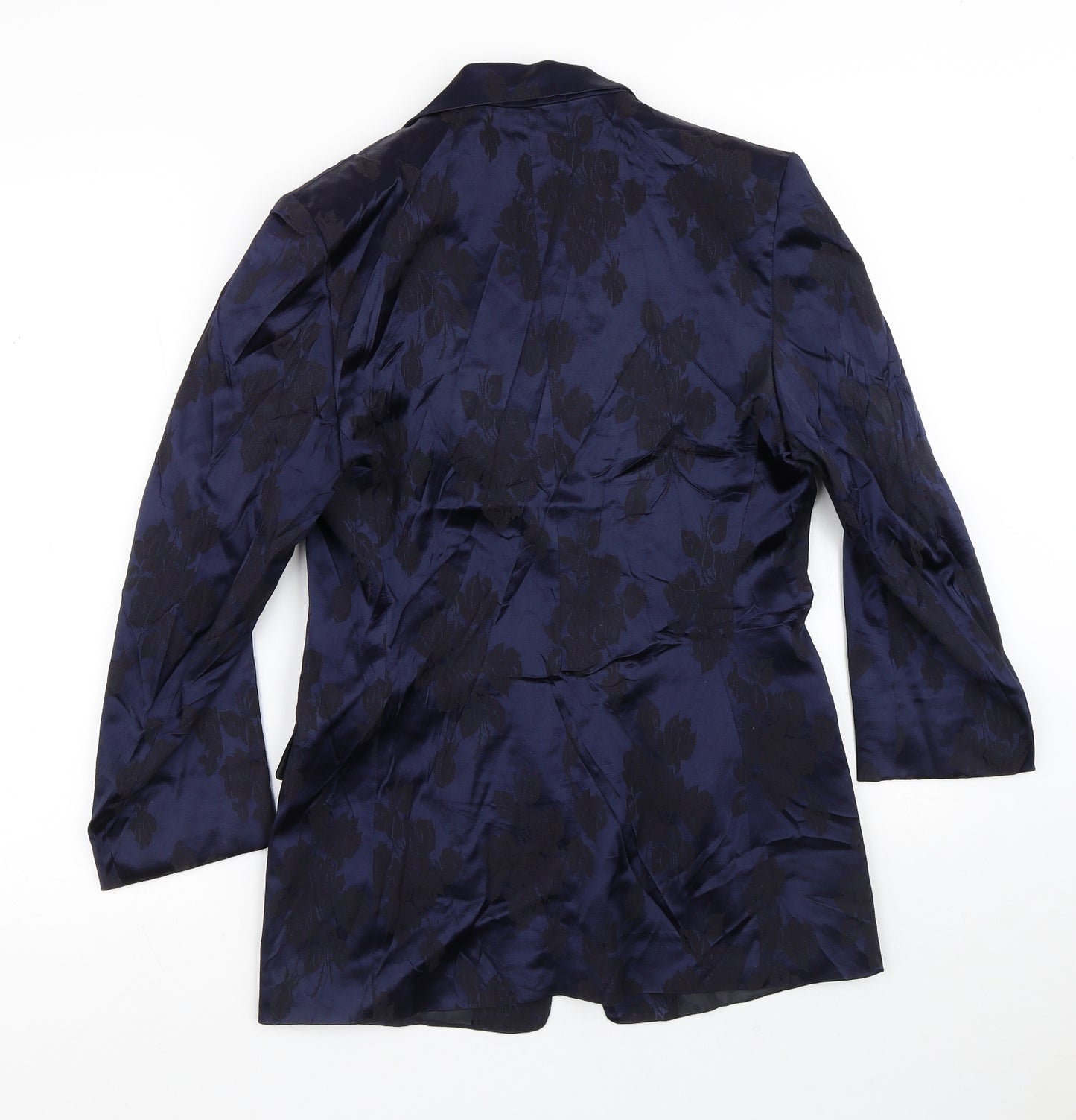 Preworn Womens Blue Floral  Jacket Blazer Size M