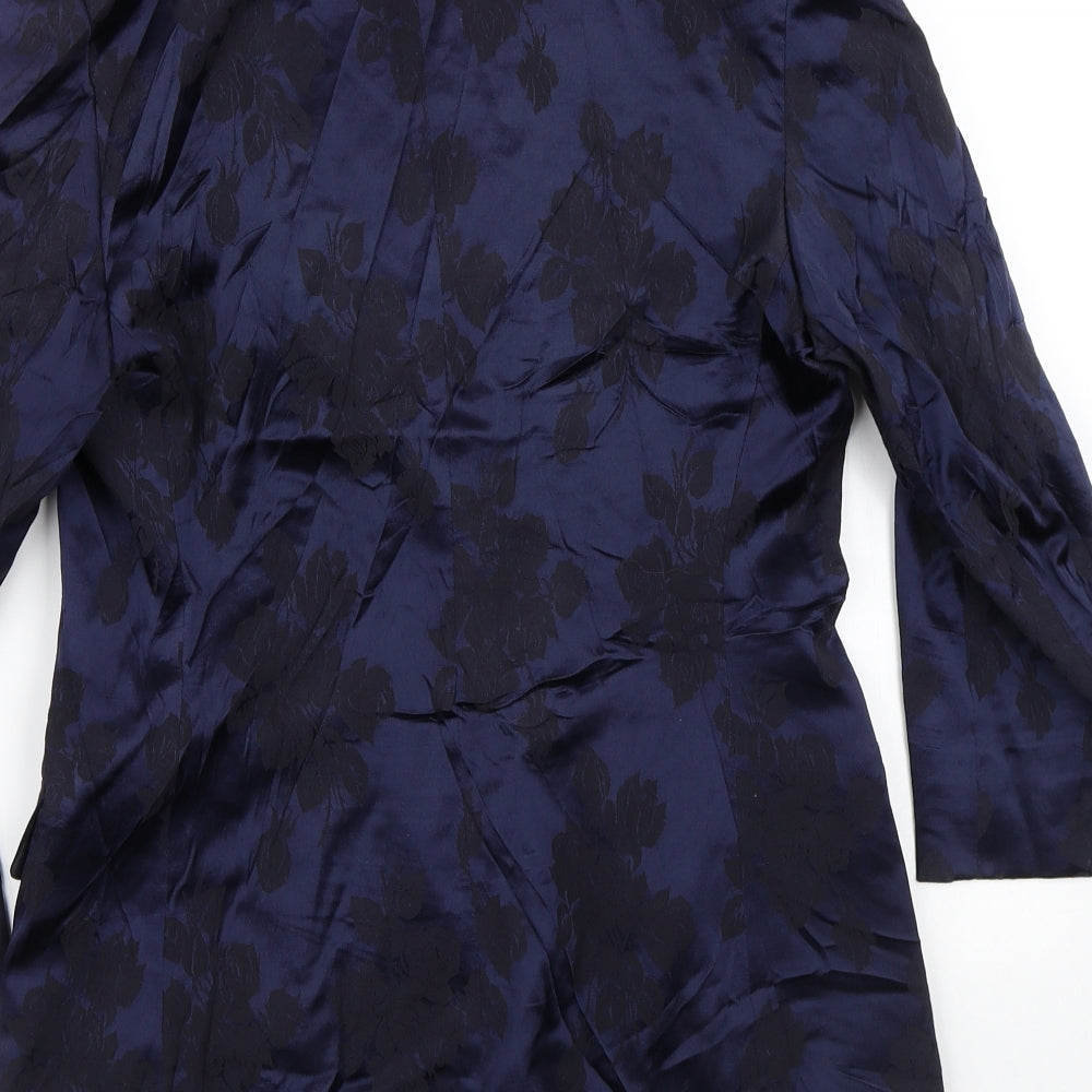 Preworn Womens Blue Floral  Jacket Blazer Size M