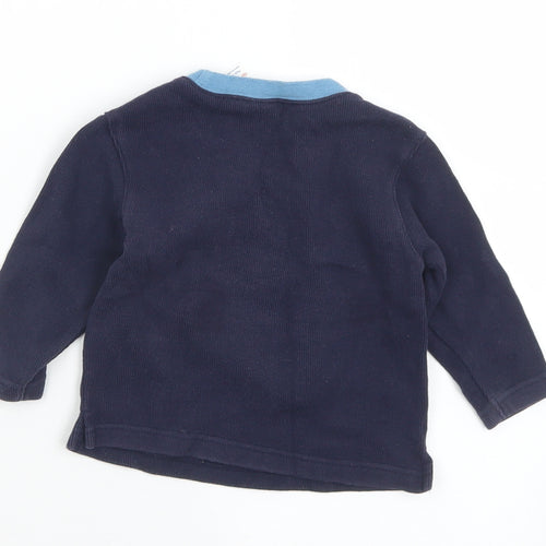 Mothercare Boys Blue  Polyester Pullover Jumper Size 3-6 Months  Button - Bear