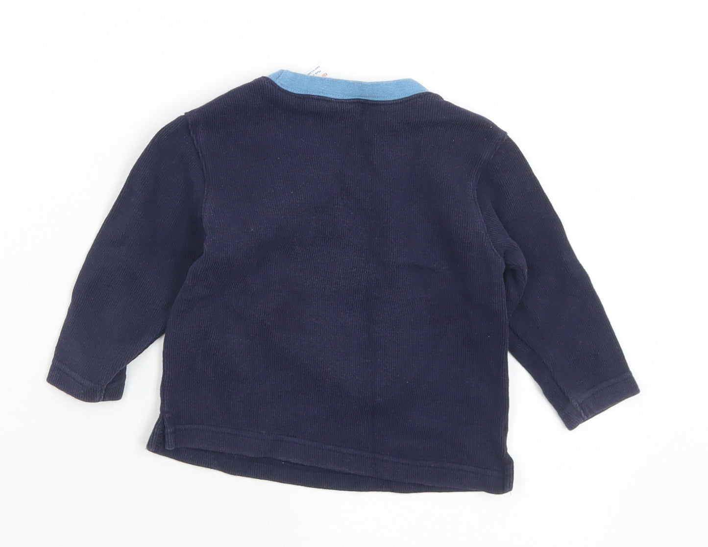 Mothercare Boys Blue  Polyester Pullover Jumper Size 3-6 Months  Button - Bear