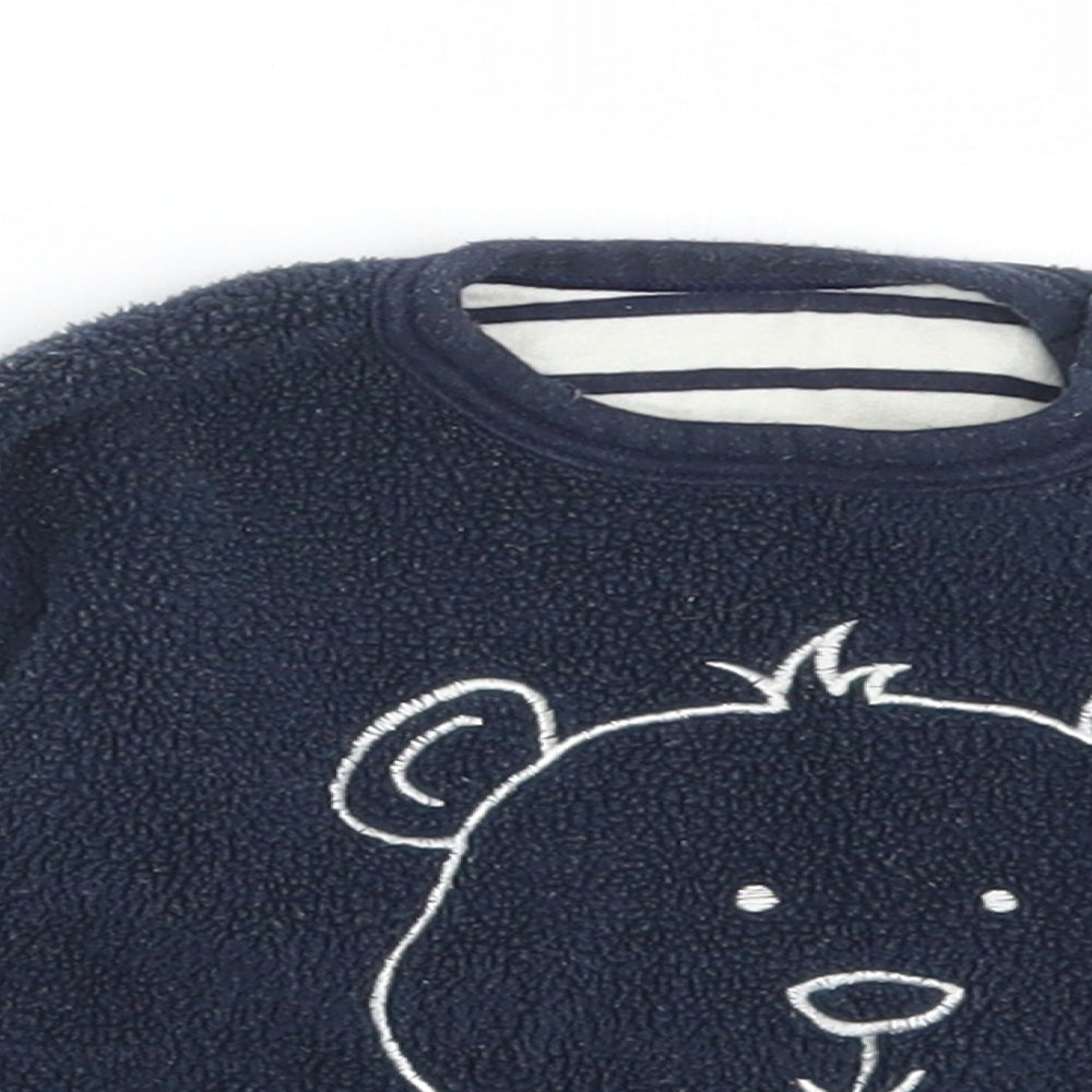 Mothercare Boys Blue  Polyester Pullover Jumper Size 3-6 Months  Button - Bear