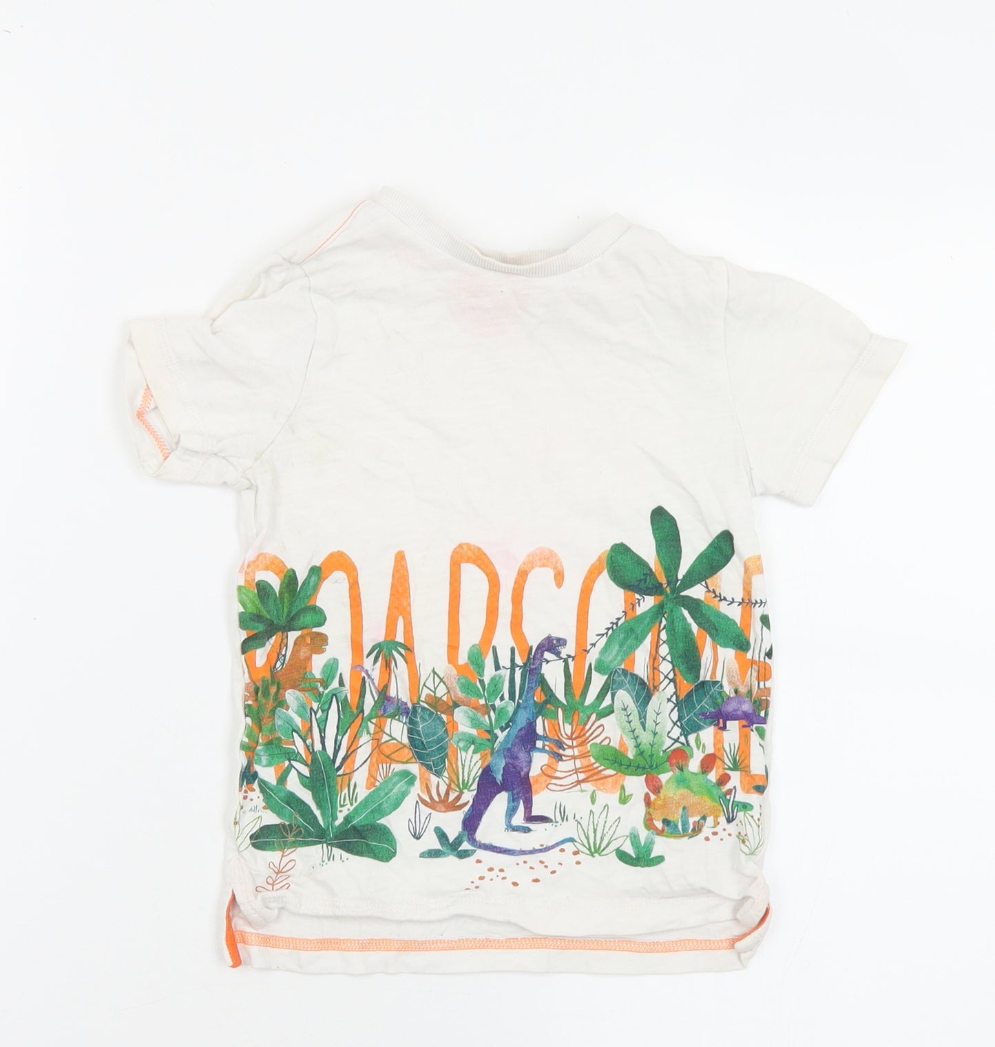 F&F Boys Multicoloured  Cotton Basic T-Shirt Size 3-4 Years Crew Neck  - Dinosaurs