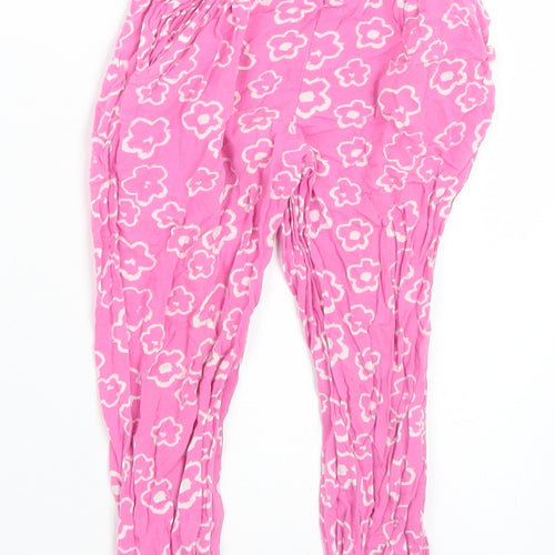 Nutmeg Girls Pink Floral Viscose Harem Trousers Size 3-4 Years  Regular