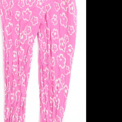Nutmeg Girls Pink Floral Viscose Harem Trousers Size 3-4 Years  Regular