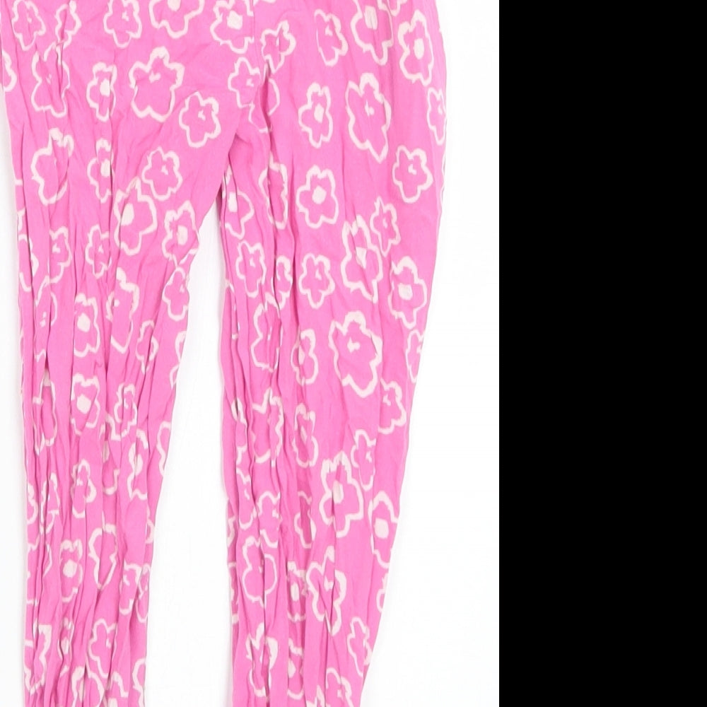 Nutmeg Girls Pink Floral Viscose Harem Trousers Size 3-4 Years  Regular