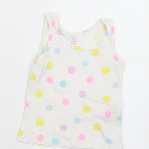 Primark Girls Multicoloured Polka Dot Cotton Basic Tank Size 9-12 Months Round Neck