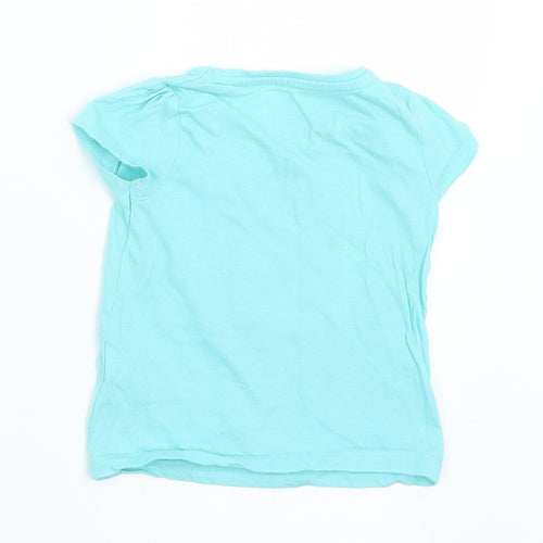 Primark Girls Green  Cotton Basic T-Shirt Size 12-18 Months Crew Neck  - Flamingo