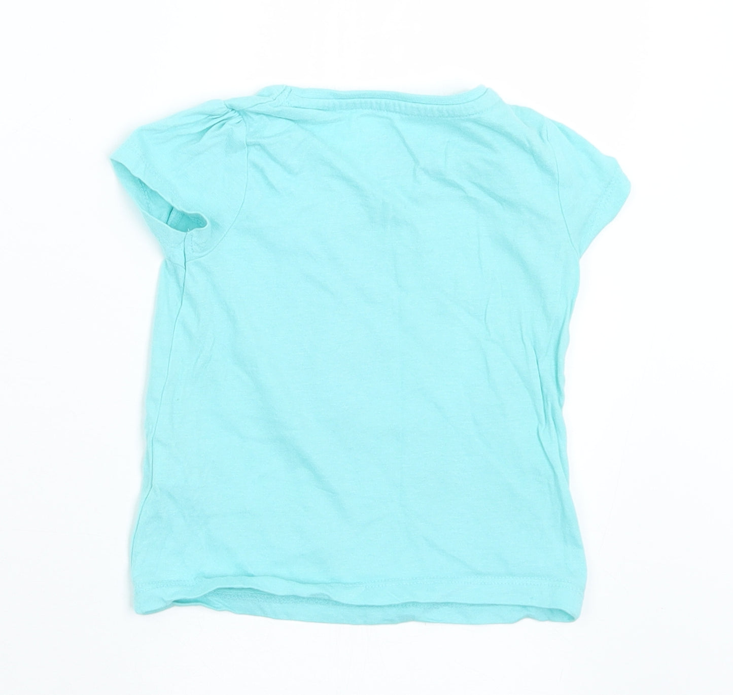 Primark Girls Green  Cotton Basic T-Shirt Size 12-18 Months Crew Neck  - Flamingo