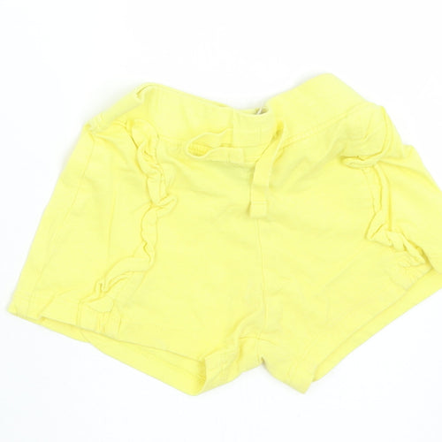 Primark Girls Yellow  Cotton Cropped Trousers Size 12-18 Months  Drawstring