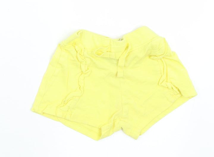 Primark Girls Yellow Cotton Cropped Trousers Size 12-18 Months Drawstring