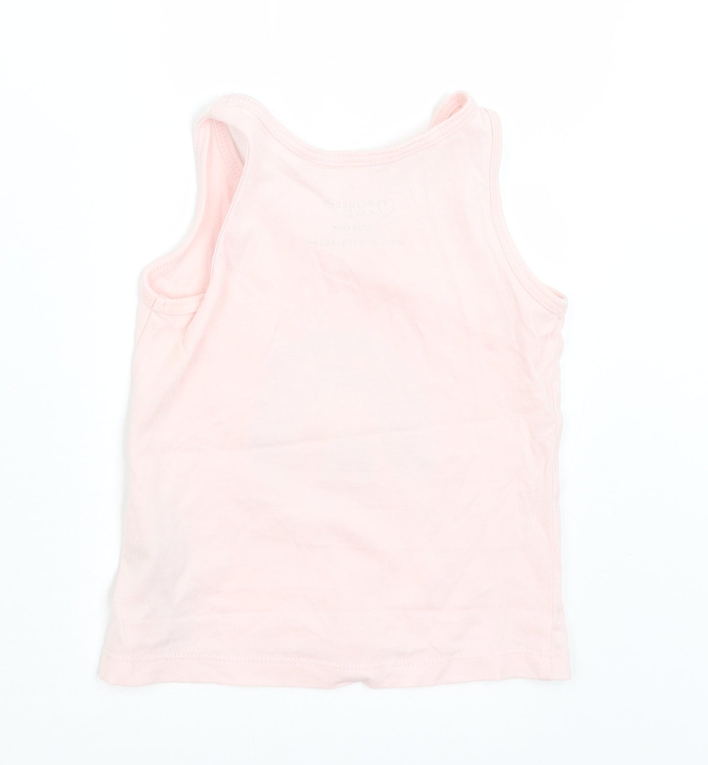 Primark Girls Pink  Cotton Basic Tank Size 12-18 Months Round Neck  - Rainbow