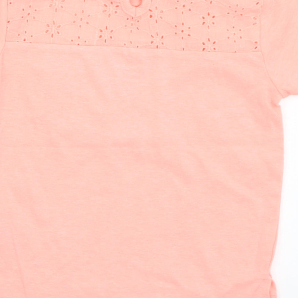 Primark Girls Orange  Polyester Basic T-Shirt Size 12-18 Months Crew Neck Button