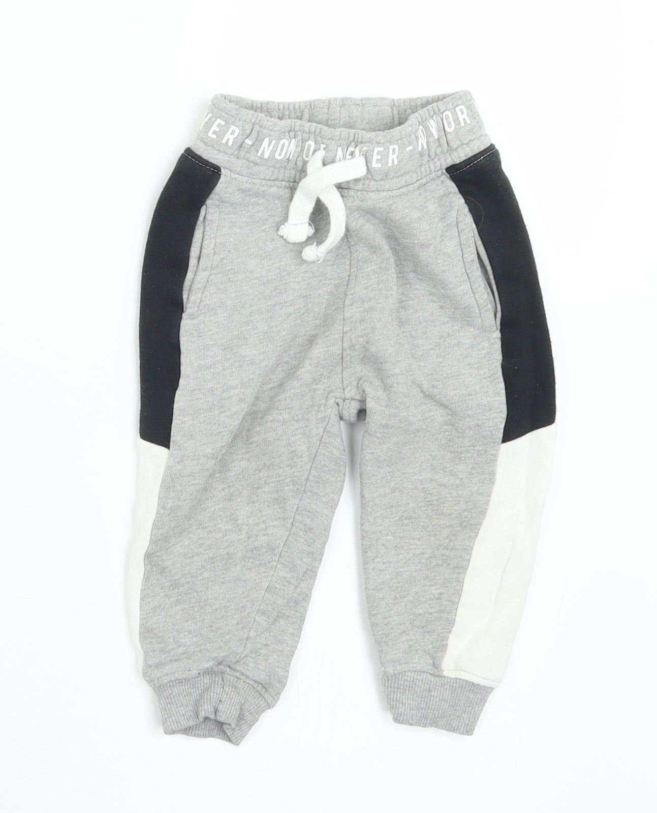 Dunnes Stores Boys Grey  Cotton Jogger Trousers Size 9-12 Months  Drawstring