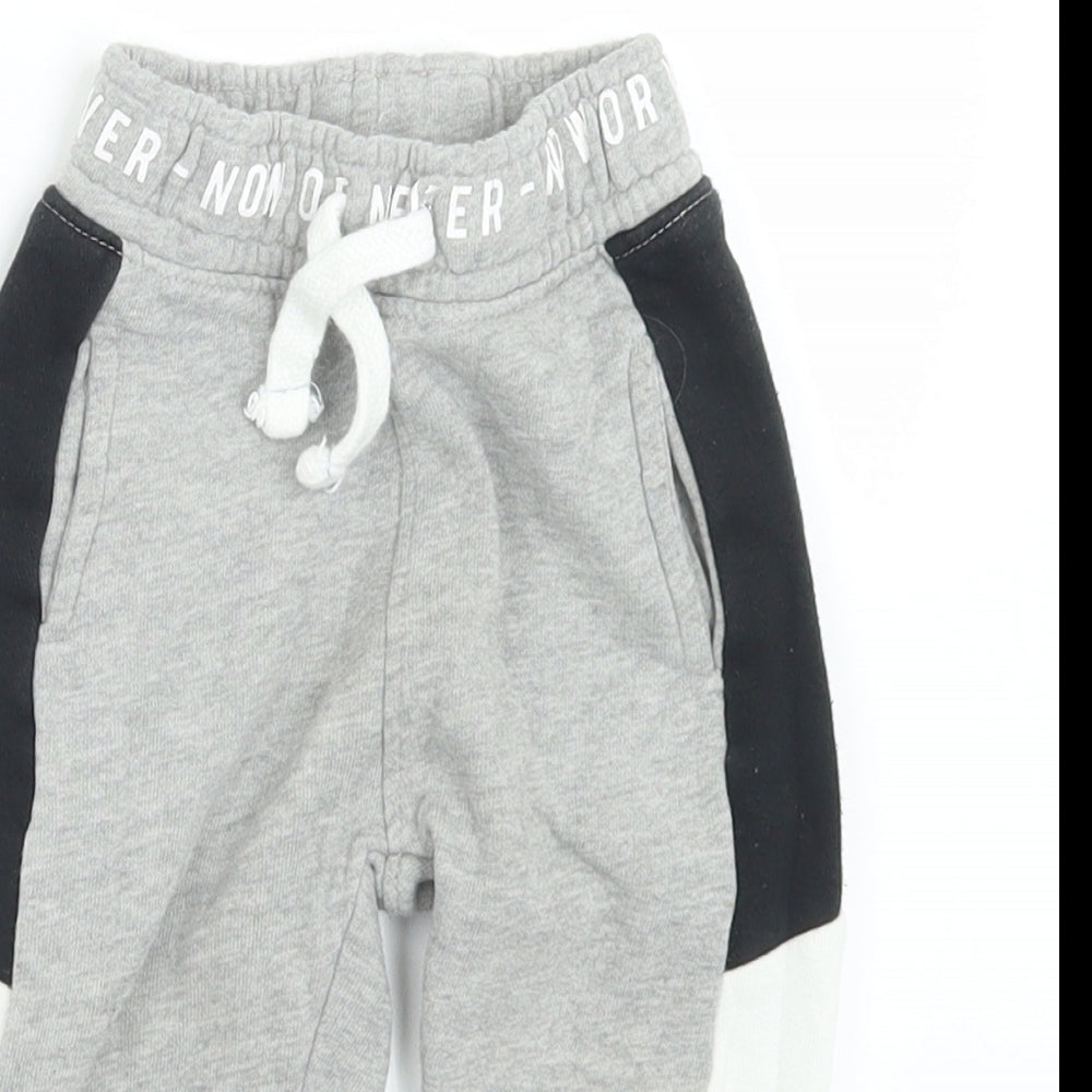 Dunnes Stores Boys Grey  Cotton Jogger Trousers Size 9-12 Months  Drawstring
