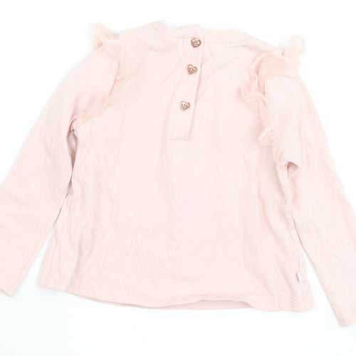 Ted Baker Girls Pink  Cotton Basic T-Shirt Size 12-18 Months Crew Neck Button - Bird