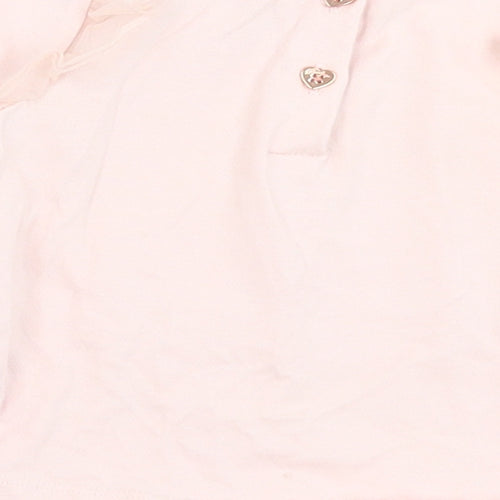 Ted Baker Girls Pink  Cotton Basic T-Shirt Size 12-18 Months Crew Neck Button - Bird