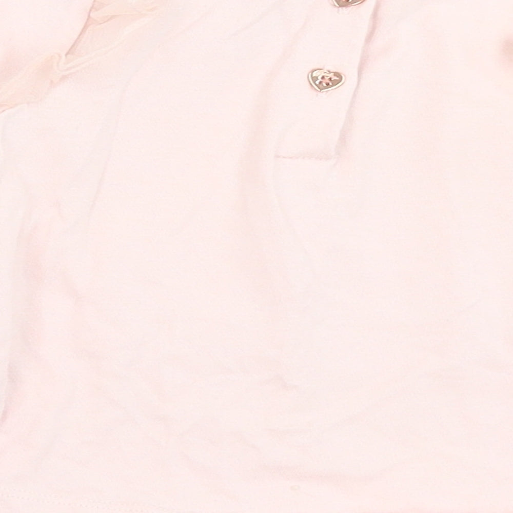 Ted Baker Girls Pink  Cotton Basic T-Shirt Size 12-18 Months Crew Neck Button - Bird