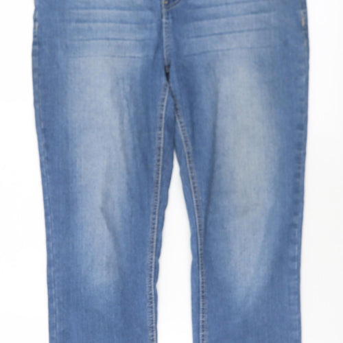 Authentic Clothing Company Womens Blue  Cotton Skinny Jeans Size 12 L24 in Regular Button - Cropped