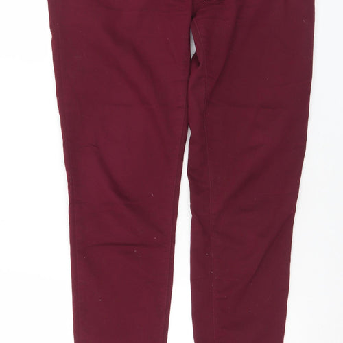 Denim & Co. Womens Red  Cotton Chino Trousers Size 14 L31 in Regular Button