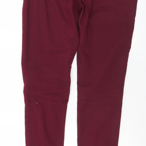 Denim & Co. Womens Red  Cotton Chino Trousers Size 14 L31 in Regular Button
