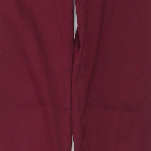 Denim & Co. Womens Red  Cotton Chino Trousers Size 14 L31 in Regular Button