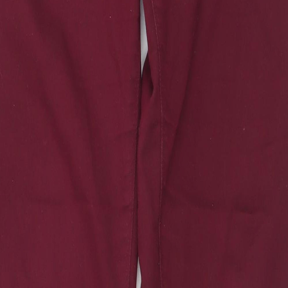 Denim & Co. Womens Red  Cotton Chino Trousers Size 14 L31 in Regular Button