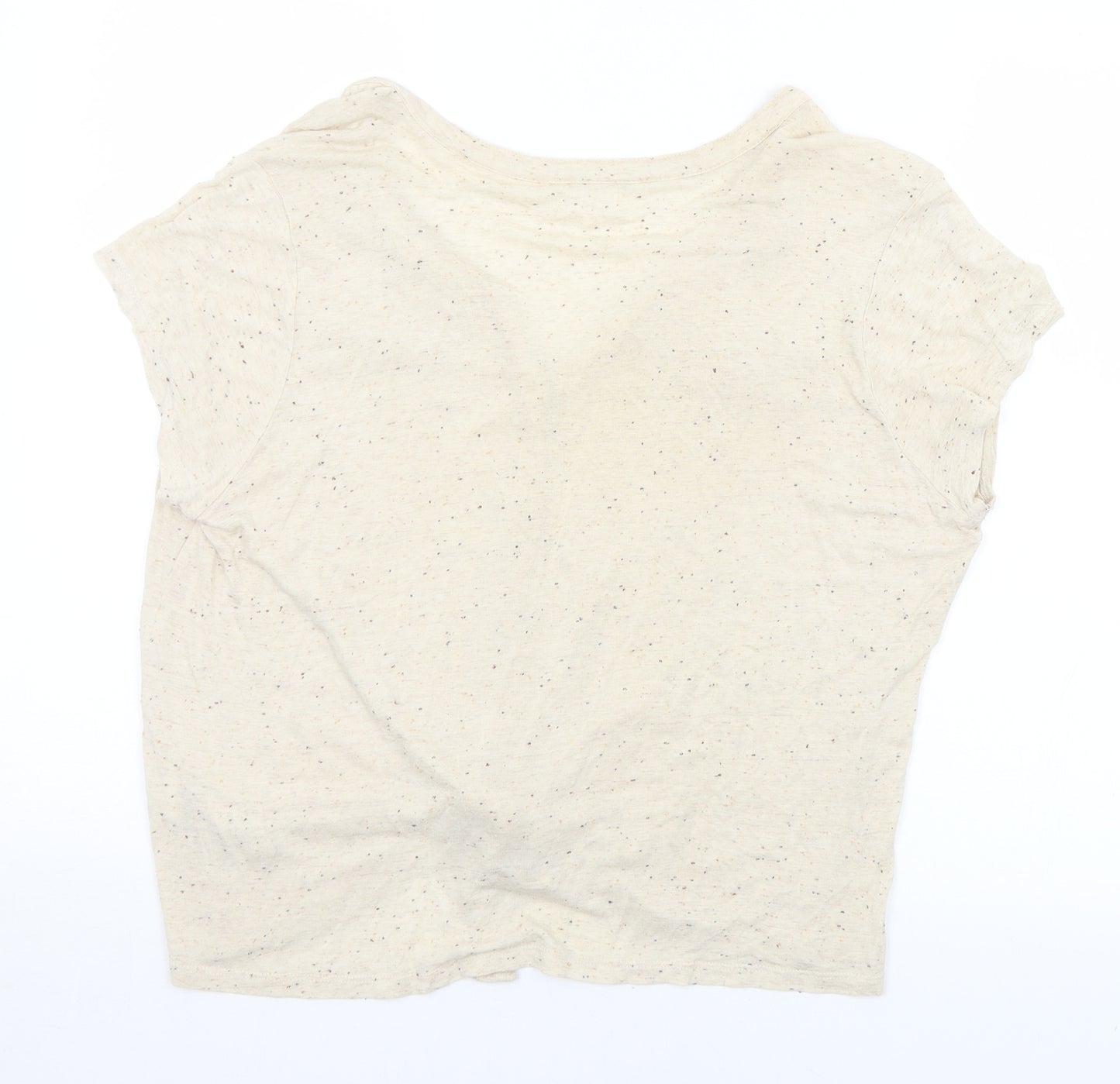 New Look Womens Beige  Viscose Basic T-Shirt Size 14 Henley