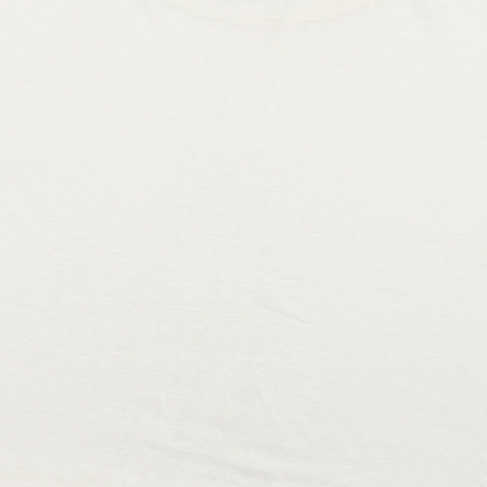H&M Womens White  Linen Basic T-Shirt Size XL Round Neck